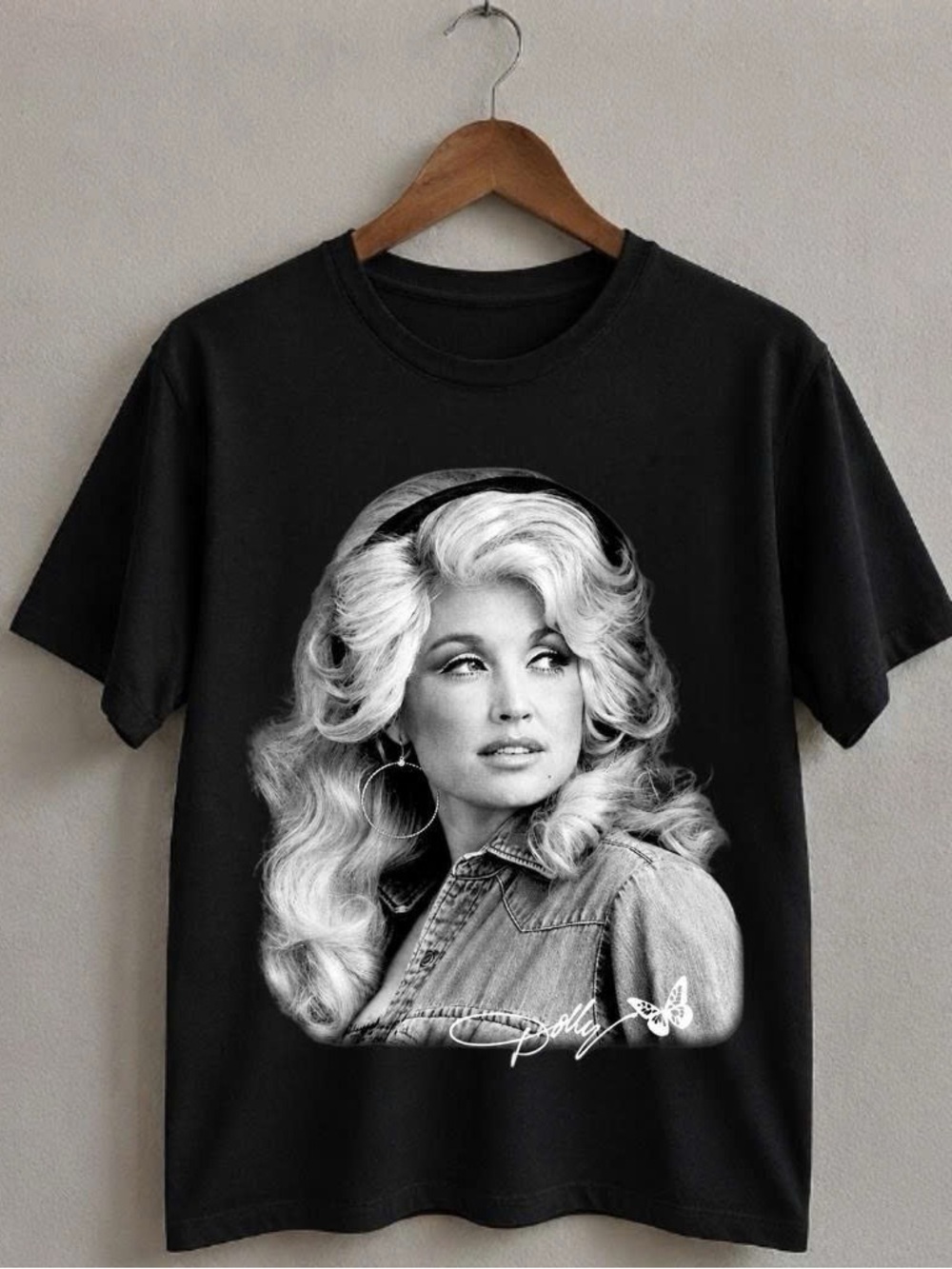 Black Graphic Women's Tee with Dolly Parton